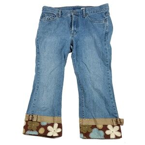 Womens Size 12 Jeans with added floral accents at the bottom